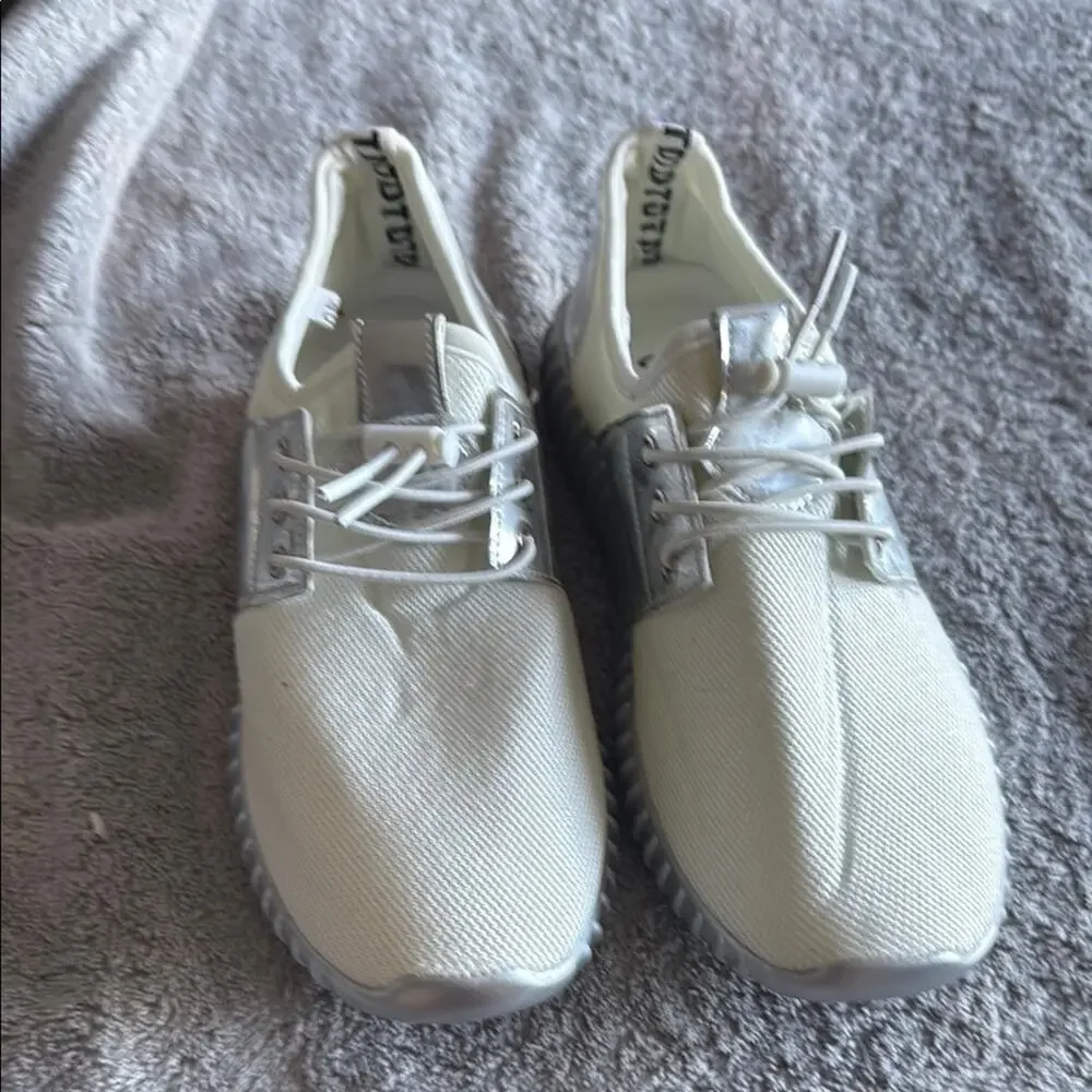 Soft White and Silver Sneakers